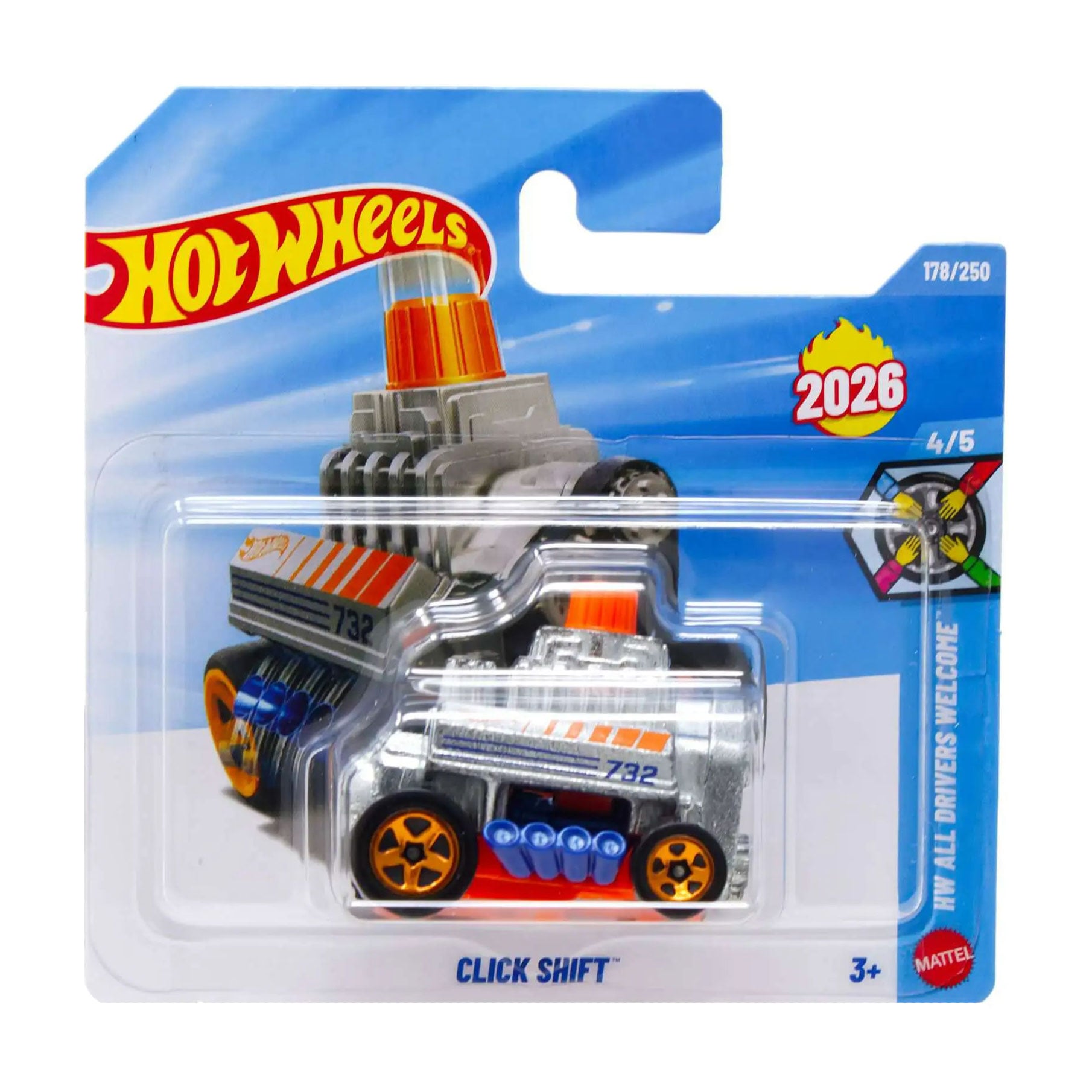 Базовий автомобіль Hot Wheels Click Shift, сріблясто-помаранчевий, від 3 років, 11*3.5*11 см (5785)
